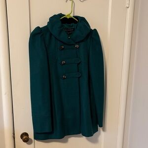 French 100% wool Double-Breasted Women’s swing coat with puff sleeves